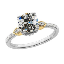 Two Tone Real Round Old Miner Diamond Ring With Accents 3.50 Carats