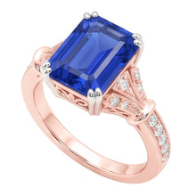 Two Tone Round Natural Earth Mined Diamond Vintage Style Sapphire Engagement Ring 3 Carats