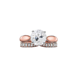 Two Tone Round Old Mine Cut Wedding Genuine Diamond Ring Set 2.75 Carats