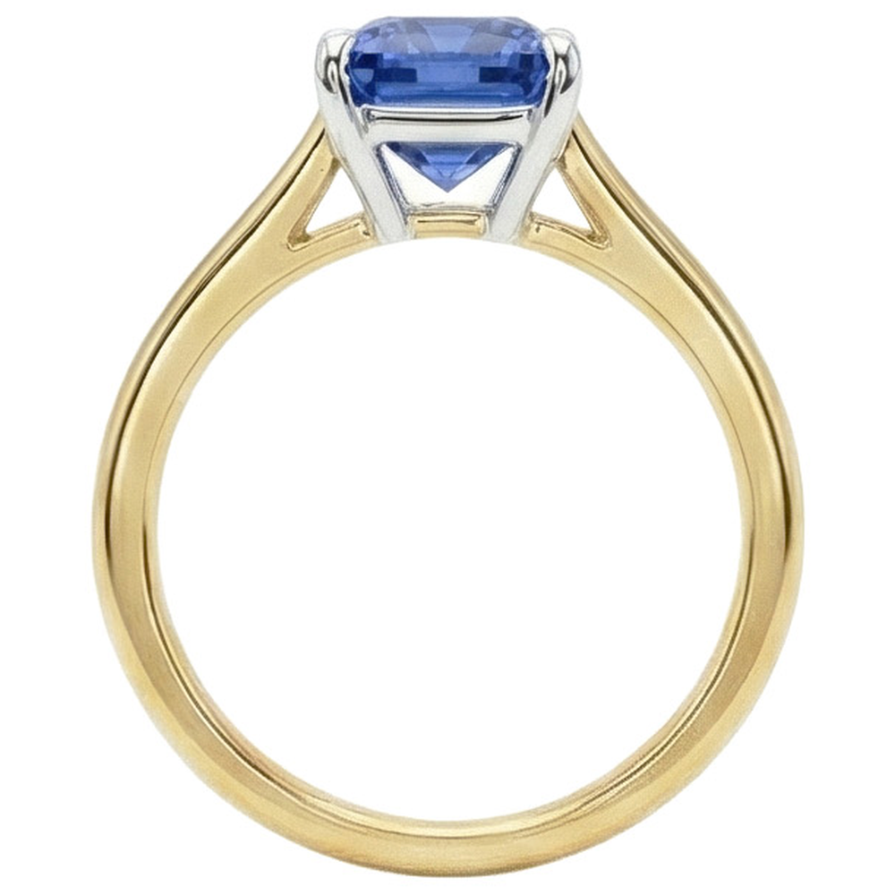 natural radiant sapphire 1.50ct ring profile view