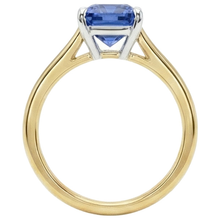 natural radiant sapphire 1.50ct ring profile view
