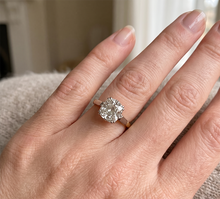 Two Tone Solitaire Engagement Ring Old Cut Cushion Genuine Natural Earth Mined Diamond 3 Carats