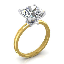 Two Tone Solitaire Ring With Accents Natural 4.50 Carats Gold Diamond Jewelry