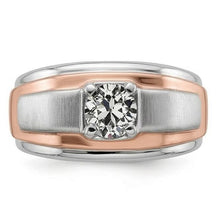 Two Tone Solitaire Round Old Cut Natural Earth Mined Diamond Ring Prong Set 1 Carat