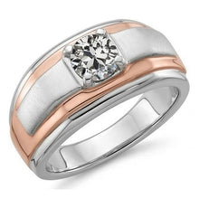 Two Tone Solitaire Round Old Cut Natural Earth Mined Diamond Ring Prong Set 1 Carat