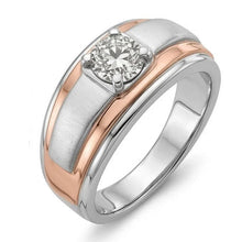 Two Tone Solitaire Round Old Cut Natural Earth Mined Diamond Ring Prong Set 1 Carat