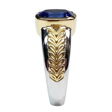 Two Tone Solitaire Tanzanite Ring Cushion Bezel Set 5.50 Carats