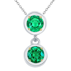 14 Karat Two Tone Gold Gemstone Pendant with Colombian Emerald