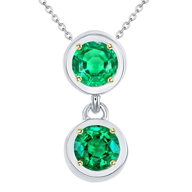Gemstone Pendant 14 Karat Two Tone Gold with Colombian Emerald – main view