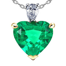 Emerald Heart Shape Gemstone Pendant in 14 Karat Two Tone Gold – main view