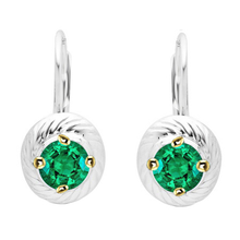 Gemstone Earring 14K Two Tone Gold with Fine Emerald – main view