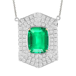 GIA Certified Emerald Stone Pendant Necklace 3 ct – 14K Two Tone