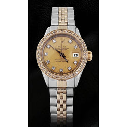 Two Tone Champagne Diamond Dial Bezel Lady Watch Rolex Datejust