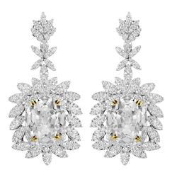 Fine Diamond Earrings 3.50 ct F/VS1 – Two-Tone 14K Gold