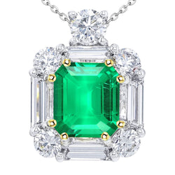 Luxury Emerald Precious Stone Pendant – 6 ct 14 Karat Two Tone