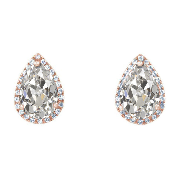 Real Brilliant Diamond Stud Earrings 2 ct 14K Two Tone Gold – main view