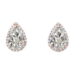 Real Old Mine Cut Brilliant Diamond Stud Earrings – 2 ct in 14K