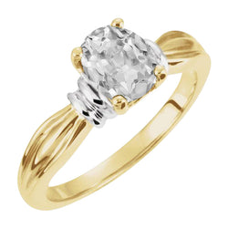 14K Two Tone Gold Diamond Single Stone Ring – 4.50-ct Antique