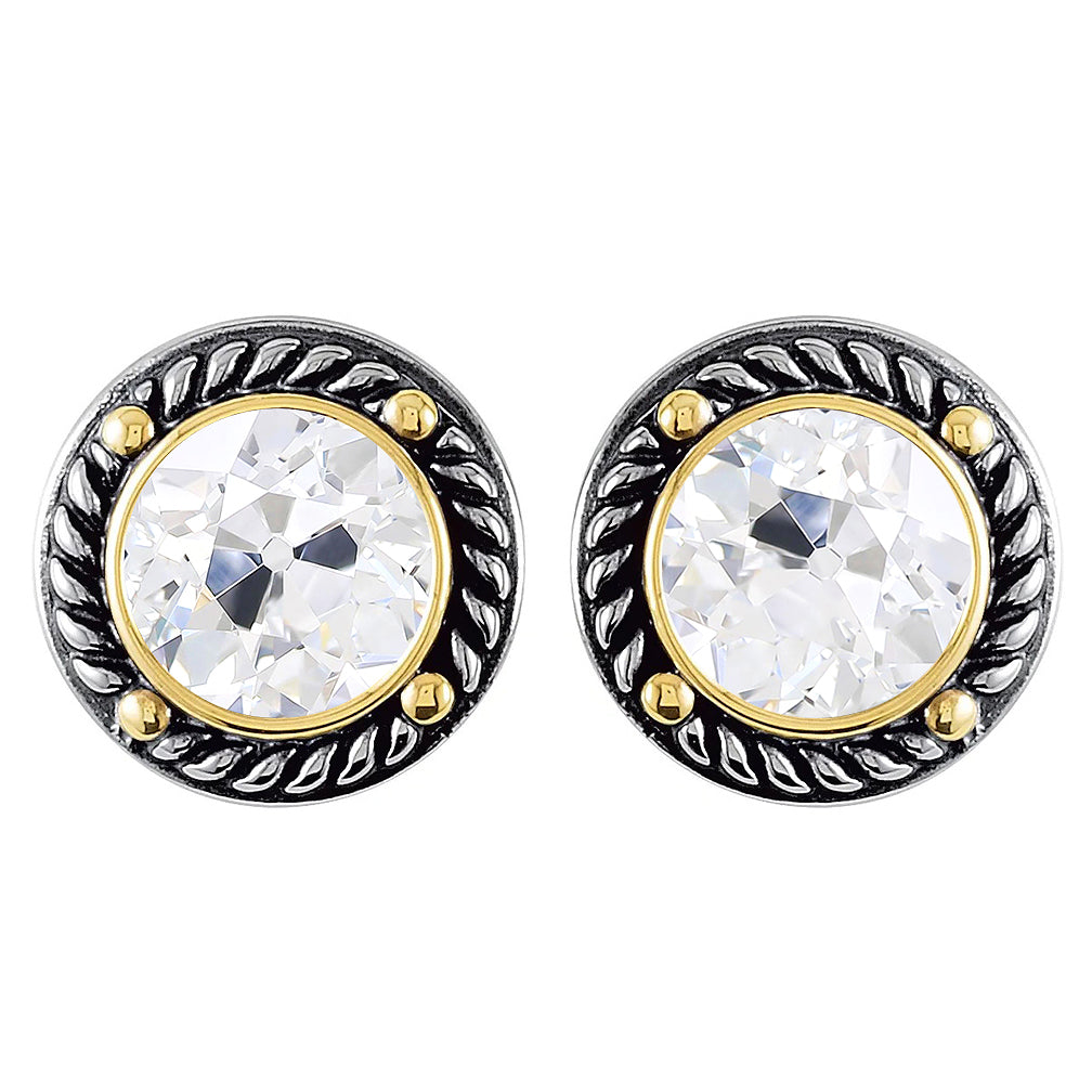 Antique Cushion Fine Diamond ring in Two-Tone 14K Gold – main view