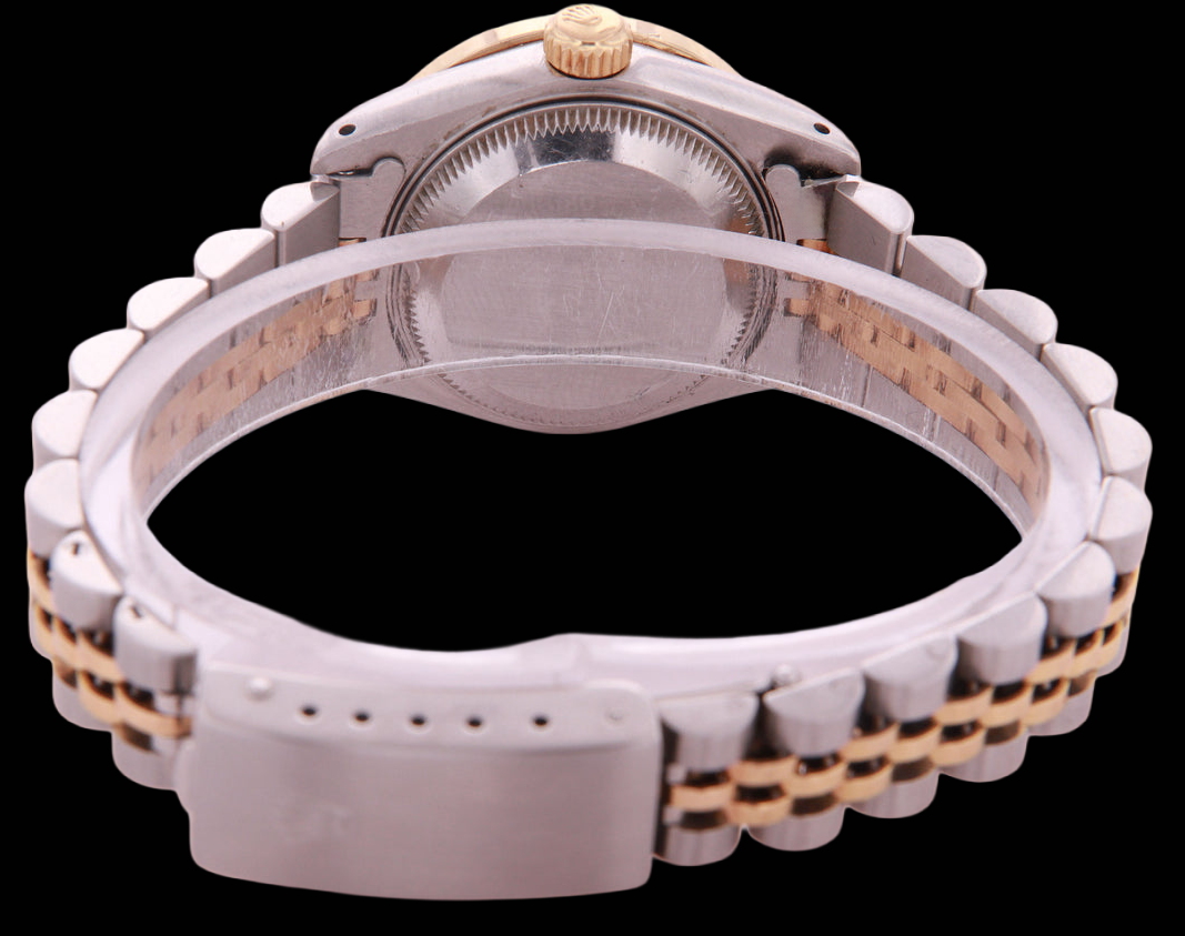 Two Tone Champagne Natural Earth Mined Diamond Dial Bezel Lady Watch Rolex Datejust