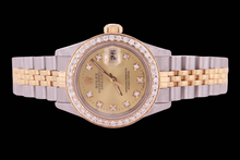 Two Tone Champagne Natural Earth Mined Diamond Dial Bezel Lady Watch Rolex Datejust