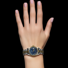 Two Tone Fluted Bezel Datejust Lady Watch Blue Roman Dial Rolex P2