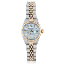 Two Tone Jubilee Rolex Datejust Lady Watch Natural Earth Mined Diamond Dial Fluted Bezel