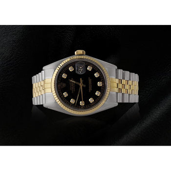 Two Tone Men Rolex Datejust Watch-Diamond Dial Jubilee Bracelet
