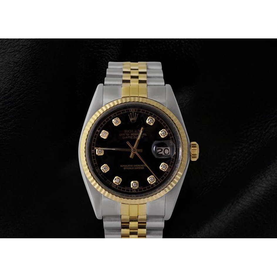 Two Tone Men Rolex Datejust Watch Natural Earth Mined Diamond Dial Jubilee Bracelet