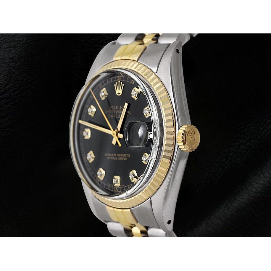 Two Tone Men Rolex Datejust Watch Natural Earth Mined Diamond Dial Jubilee Bracelet