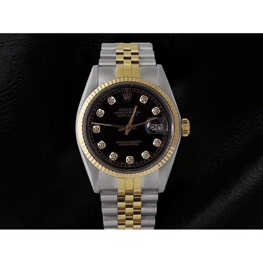 Two Tone Men Rolex Datejust Watch Natural Earth Mined Diamond Dial Jubilee Bracelet