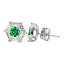 Round Cut Emerald ring in Two-Tone 14K Gold – main view