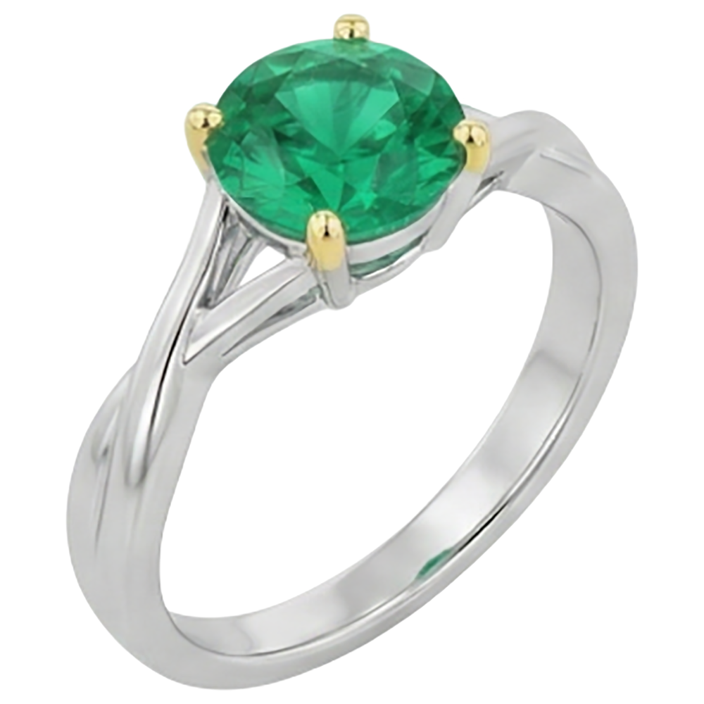 Refined Fine Emerald Gemstone Ring 2 ct – side view
