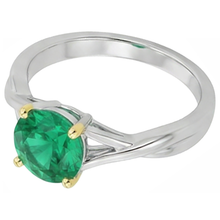 Genuine Fine Emerald Gemstone Ring 2 ct Two-Tone 14K Gold – angle view