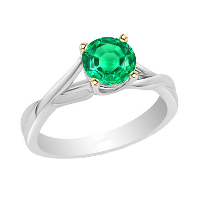 Fine Emerald Gemstone Ring 2-ct Two-Tone 14K Gold – main view