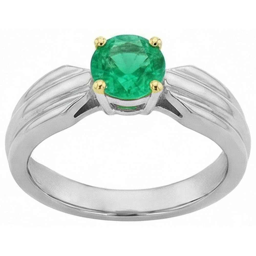 Gemstone Ring 14 Karat Two Tone Gold with Colombian Emerald – angle view