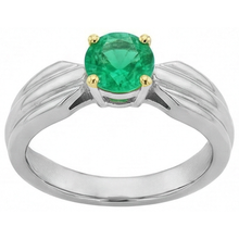 Gemstone Ring 14 Karat Two Tone Gold with Colombian Emerald – angle view