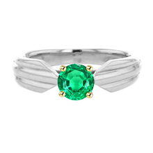 Authentic Colombian Emerald Gemstone Ring 1 ct 14 Karat Two Tone Gold – main view