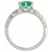 Fine Emerald Gemstone Ring 2-ct 14 Karat Two Tone Gold – top view