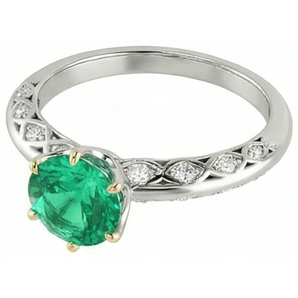 Dazzling Fine Emerald Gemstone Ring 2 ct – side view