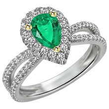 Gemstone Ring 14K Two Tone Gold with Emerald – angle view