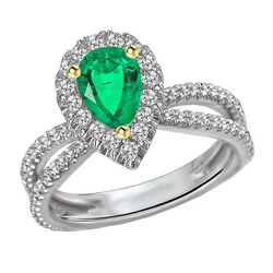 Elegant Gemstone Ring with Split Shank Emerald – 2 ct
