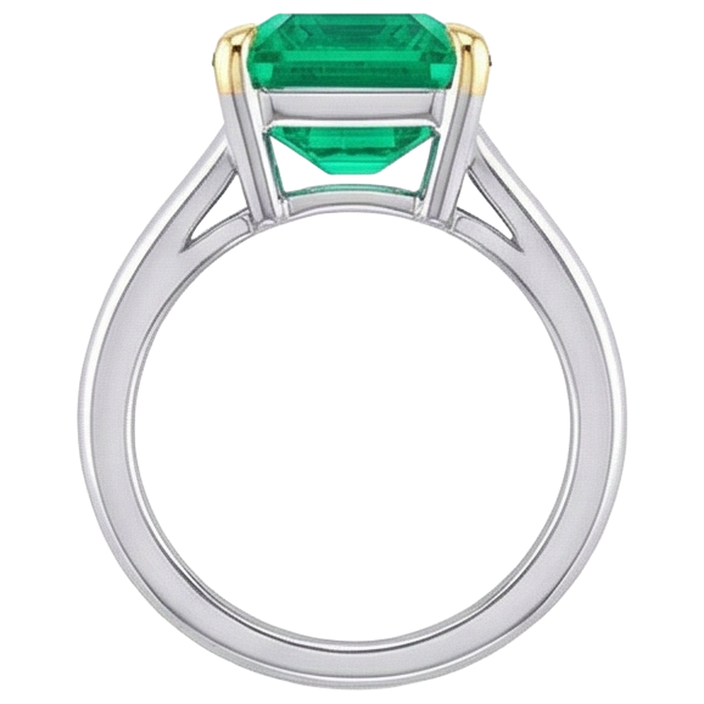 Custom Colombian Emerald Colored Stone Ring 4 ct – profile view
