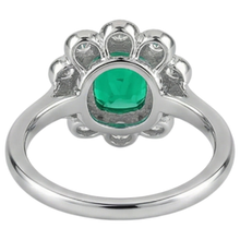 Emerald Cushion Cut Precious Stone Ring in 14K Two Tone Gold – detail view
