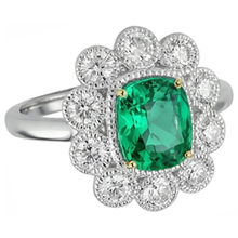 Precious Stone Ring 14K Two Tone Gold with Emerald – side view