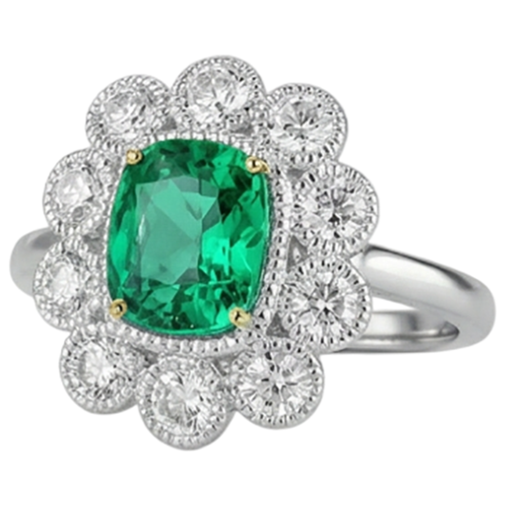 Natural Emerald Precious Stone Ring – angle view