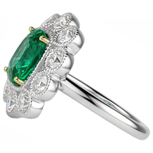 Precious Stone Ring 14K Two Tone Gold with Emerald – profile view