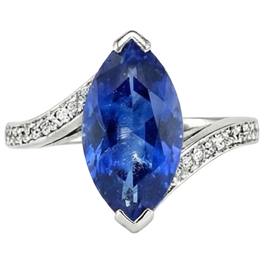 Unique Sapphire Marquise Natural Earth Mined DIAMOND ( NOT LAB GROWN ) Ring