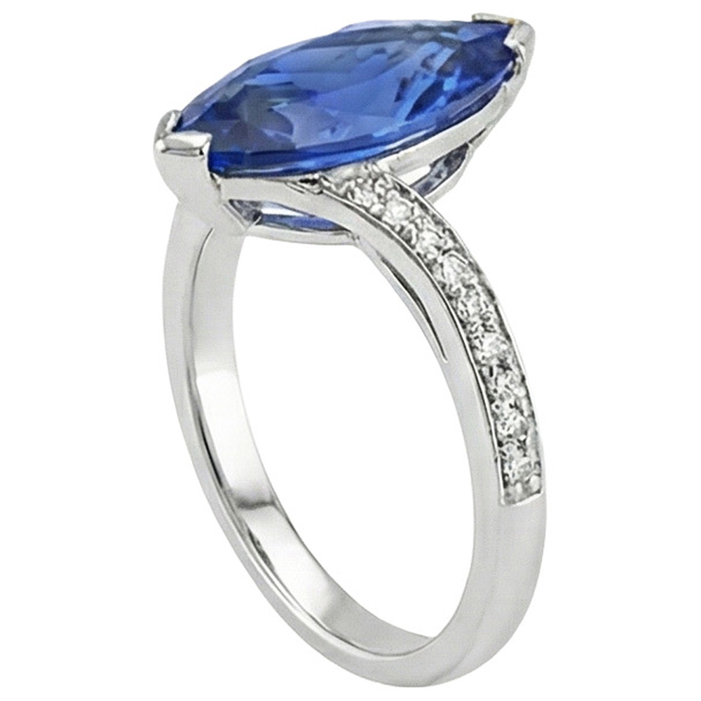 Unique Sapphire Marquise Natural Earth Mined DIAMOND ( NOT LAB GROWN ) Ring