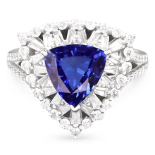 Unique Sapphire With Natural Earth Mined Diamonds Engagement Ring